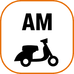 Illustration für die Führerscheinklasse AM mit einer Skizze eines Scooters