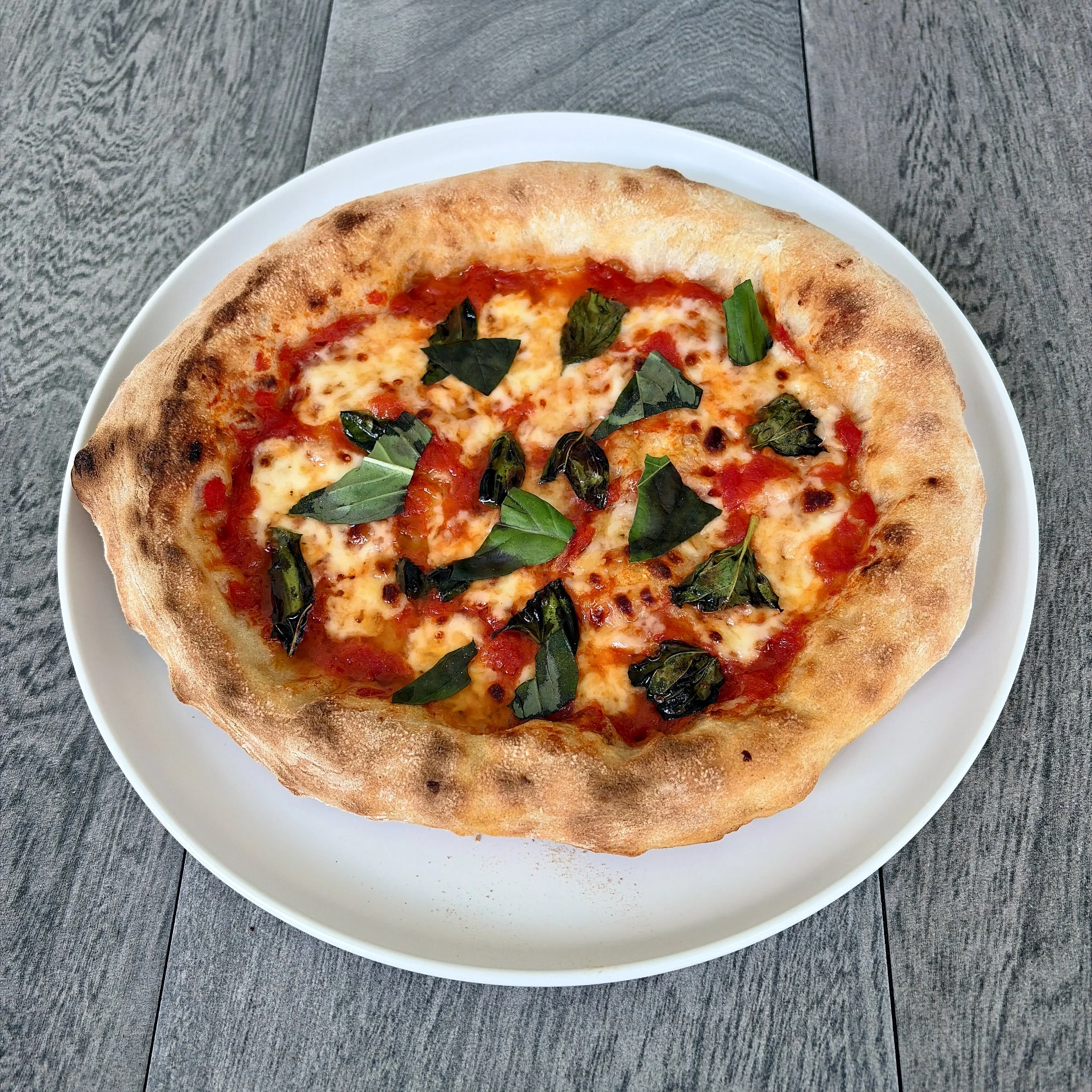 Margherita pizza prepared and photographed by Jack Valerio for The Guaranteed Gourmet.