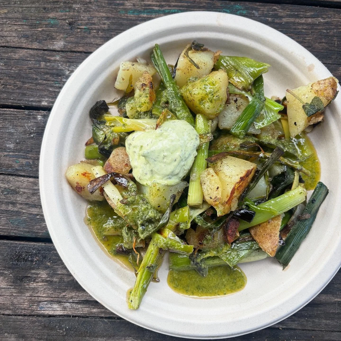 Wild garlic aioli is a new edition on the hash today. AND it&rsquo;s the first time this year our green sauce is made completely from herbs grown in our garden which has made us very happy. Thanks @unicorngrocery for the herb plug up until this point