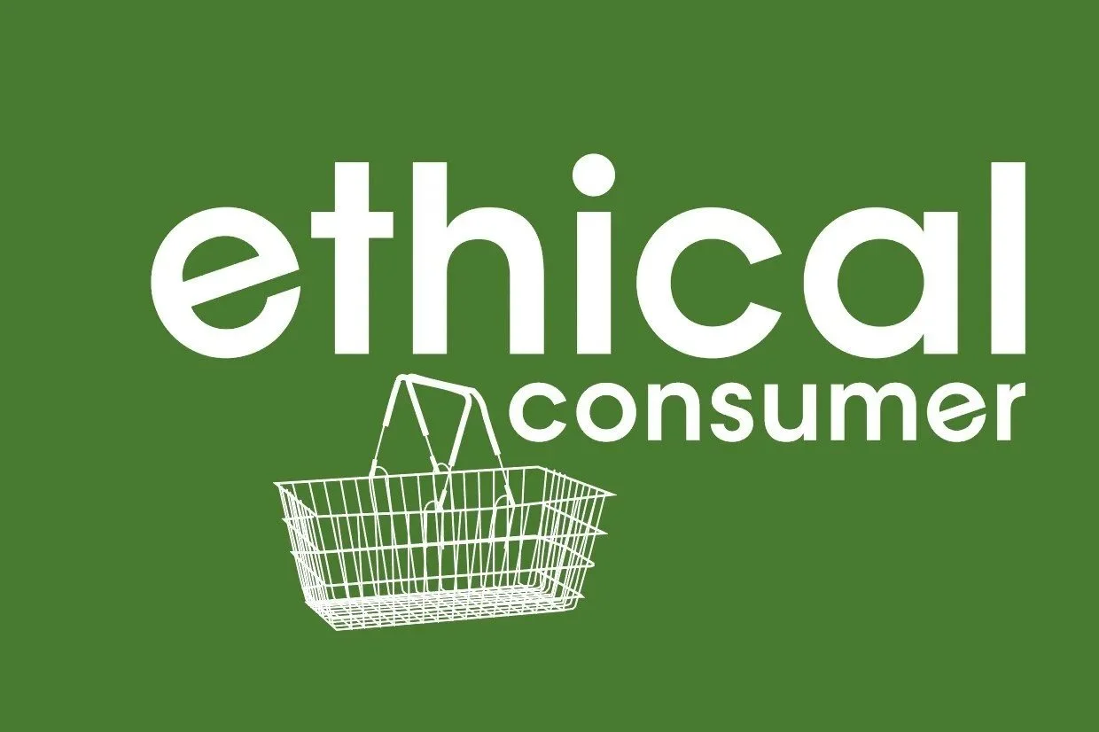 Ethical Consumer Magazine Logo - Green background along with an outline of a shopping basket.