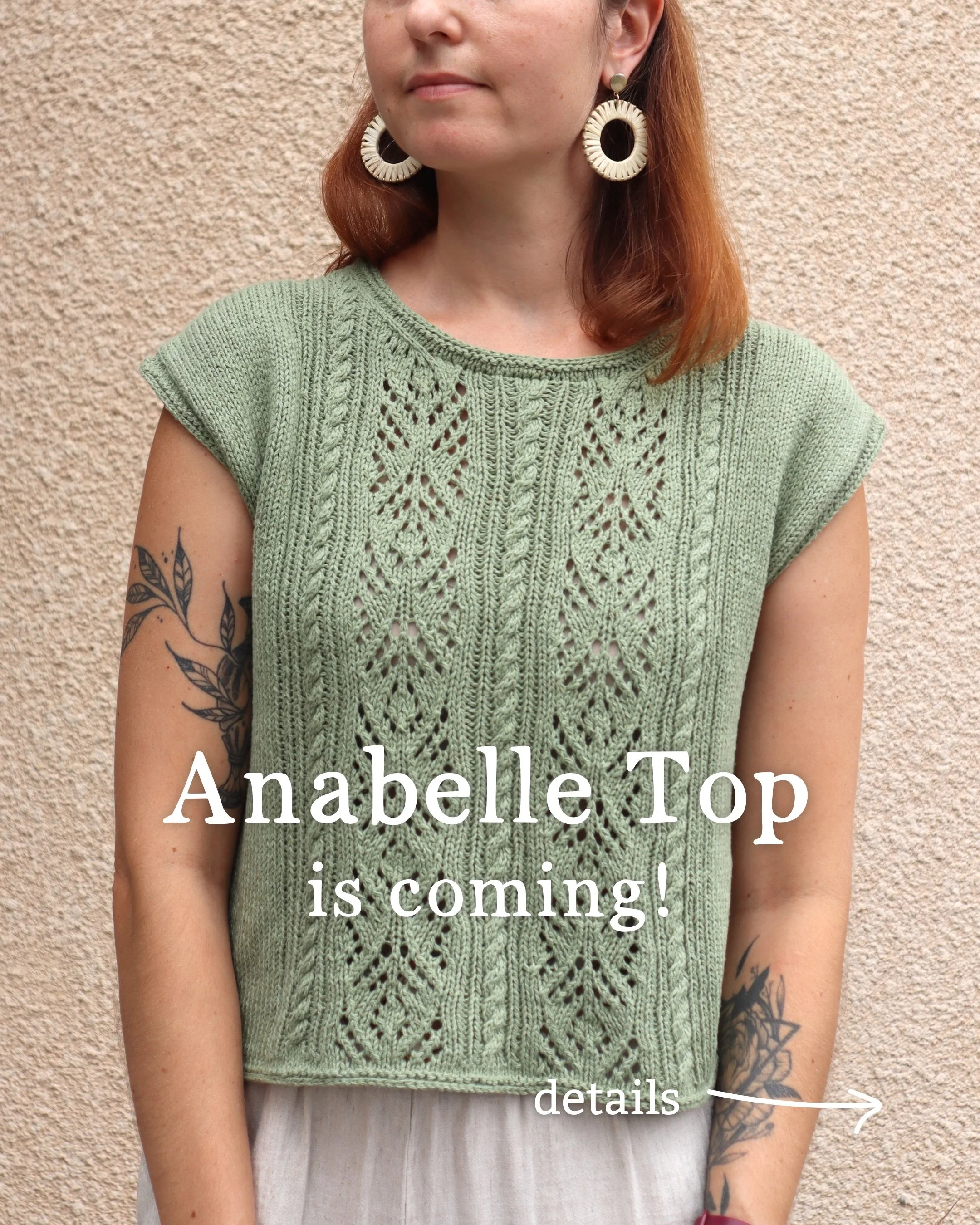 Mark your calendars, the Anabelle top is coming out on 24th July!

Everything you need to know before the launch ✨

Extra measurements and details will be available on Ravelry &amp; my website

#anabelletop #knittingpatterndetails