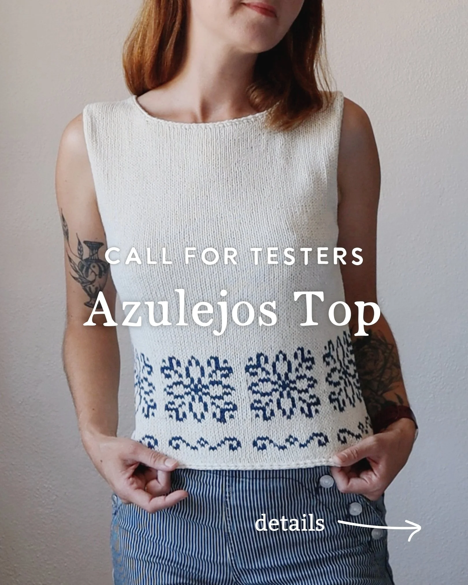 ✨ TEST CALL OPEN ✨

The Azulejos Top is ready for testing!

Apply now - 𝘭𝘪𝘯𝘬 𝘪𝘯 𝘣𝘪𝘰

#azulejostop #testknitcallopen #testknitcall