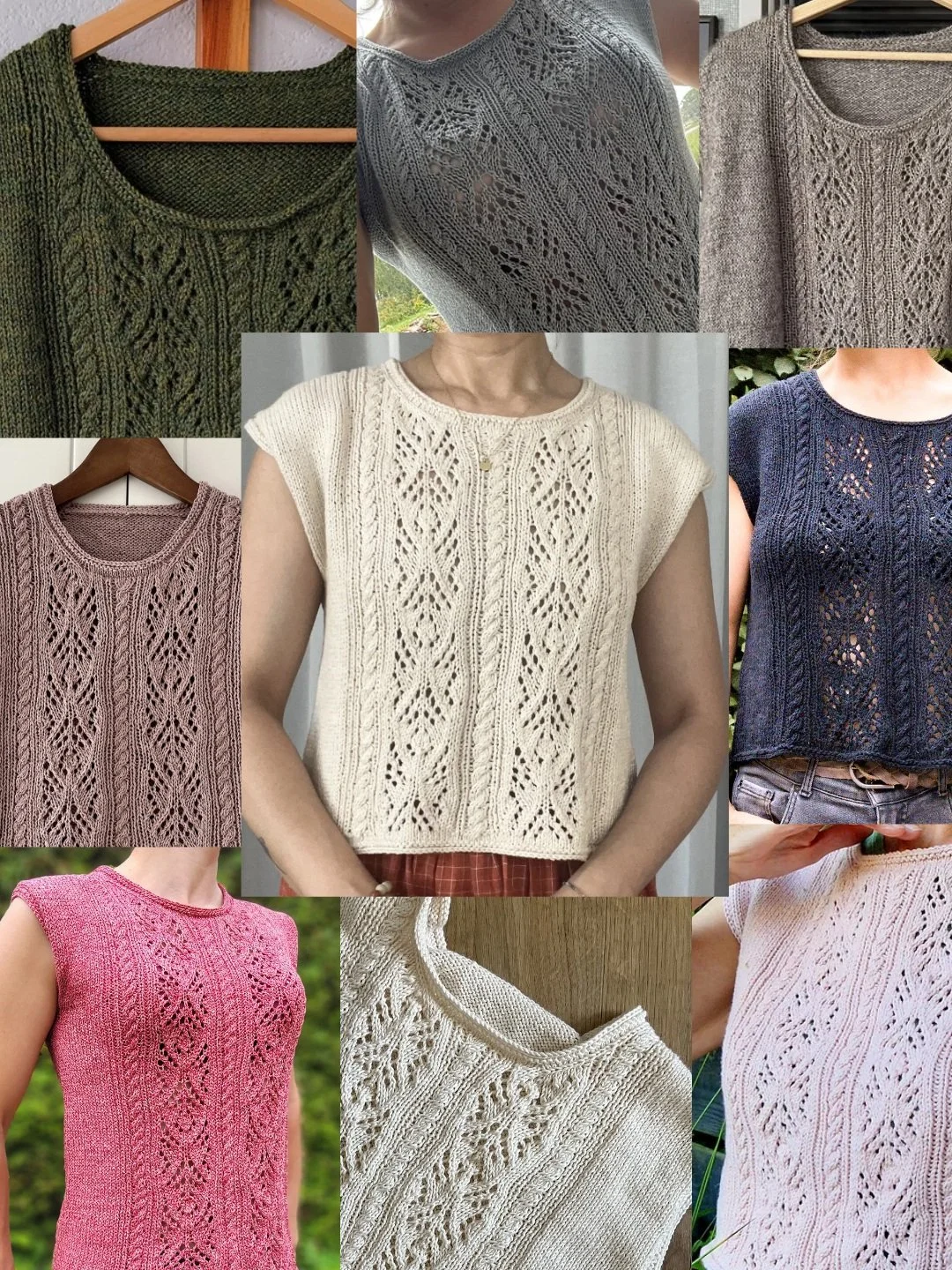 A long overdue showcase of the lovely 𝗔𝗻𝗮𝗯𝗲𝗹𝗹𝗲 𝘁𝗼𝗽𝘀 knit by my test knitters 💕

There were so many more beautiful projects ~ 𝘨𝘰 𝘤𝘩𝘦𝘤𝘬 𝘵𝘩𝘦𝘮 𝘰𝘶𝘵 𝘰𝘯 𝘙𝘢𝘷𝘦𝘭𝘳𝘺!

~~

In order of appearance:
katpellini 𝘰𝘯 𝘙𝘢𝘷𝘦𝘭𝘳𝘺