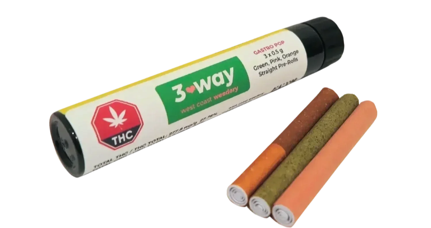 West Coast Weedery pre-rolls next to tube