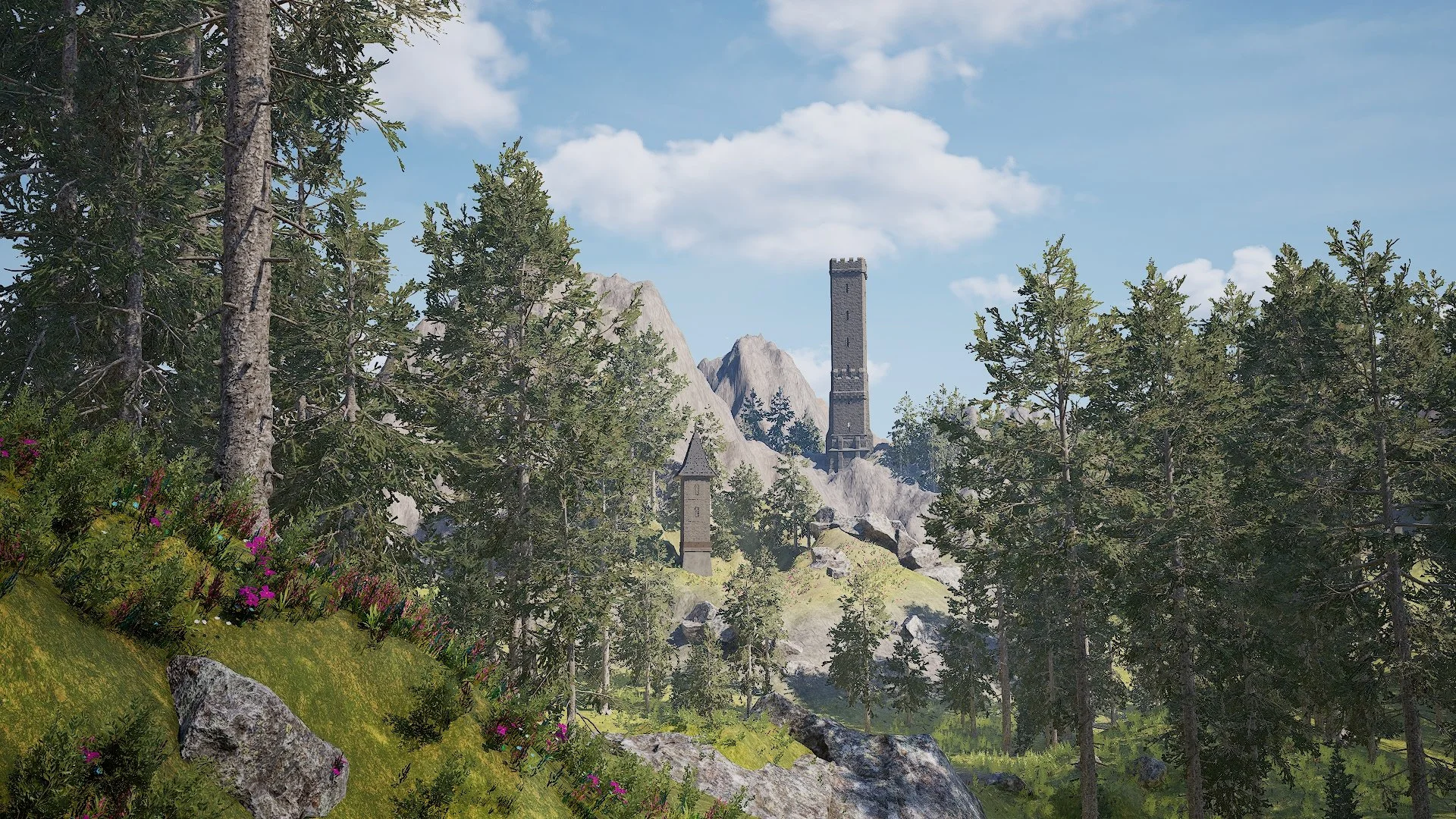 Towers in the Mountains - Clean Render