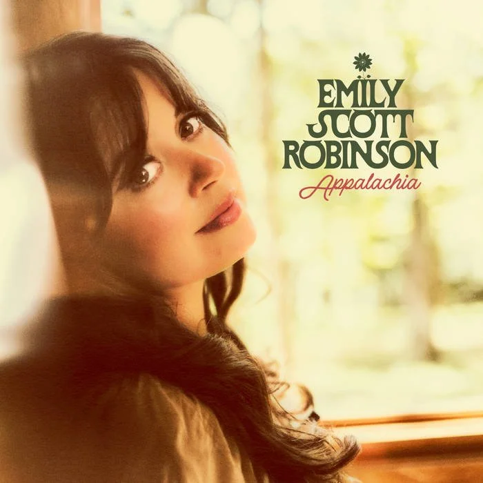 Album cover featuring a woman with long dark hair, looking over her shoulder, with soft natural light background. Title: "Emily Scott Robinson - Appalachia".