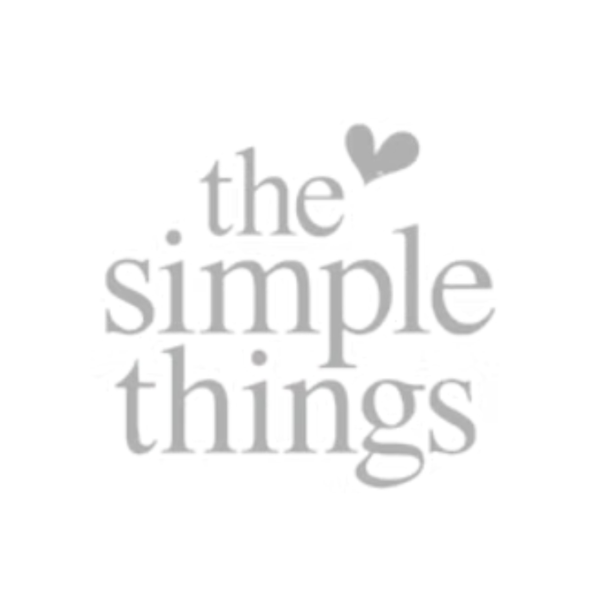 Text reading 'The simple things' with a heart symbol above the word 'the'.