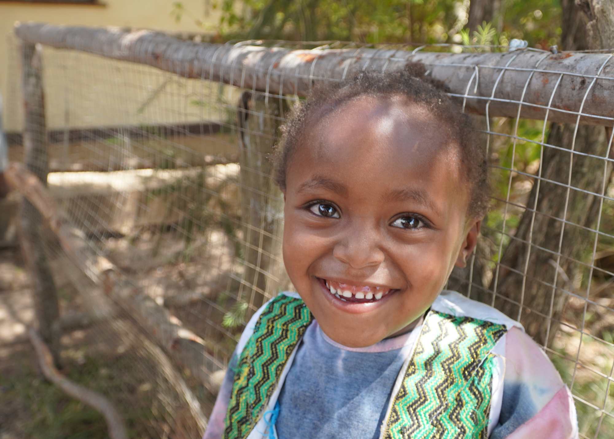 A little girl laughing