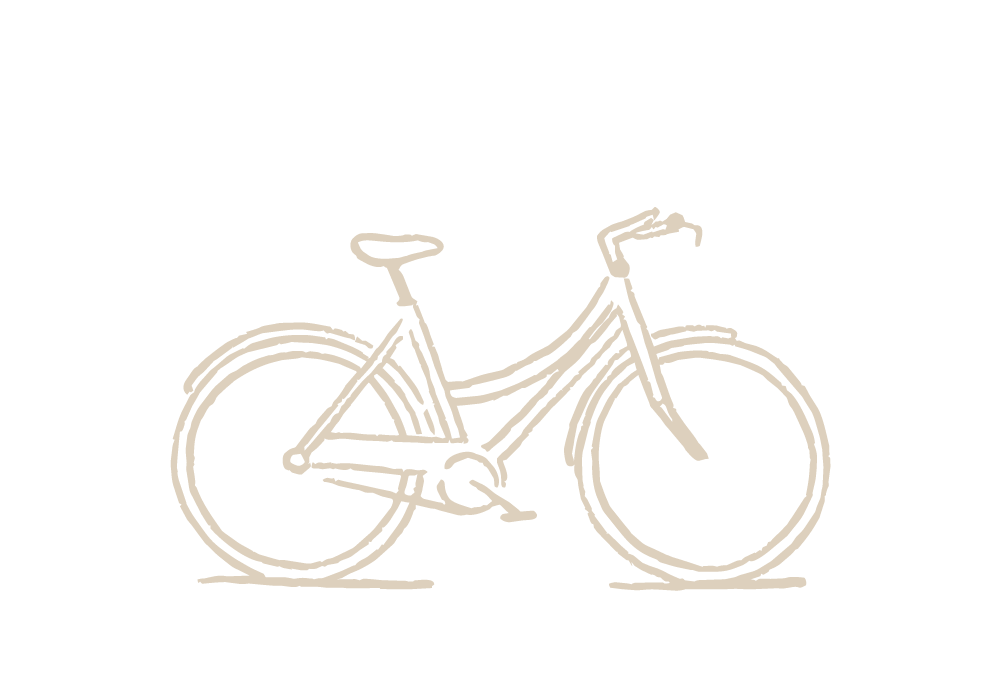 Line drawing of a bicycle on a black background.