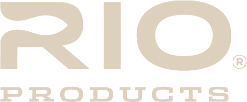 Close-up of the Rio Products logo in beige font on a black background.