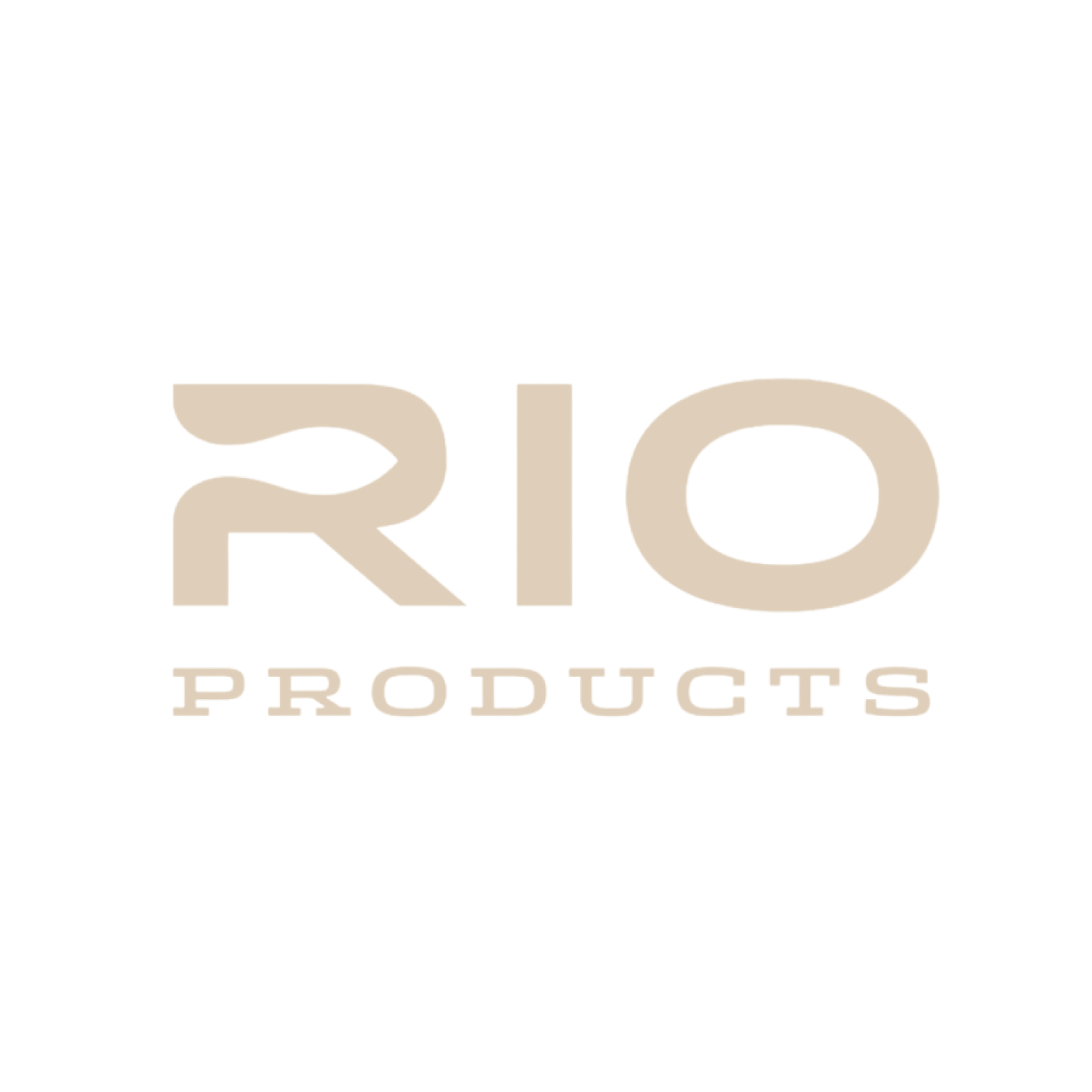 Logo with the words 'RIO PRODUCTS' in beige font on a black background.