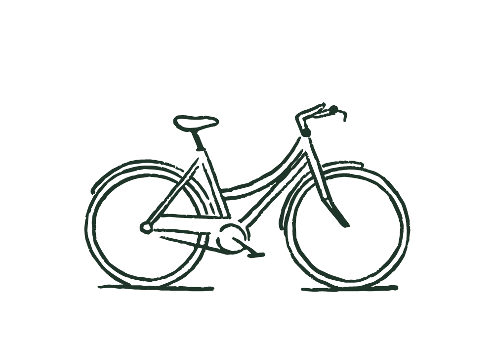 Line drawing of a bicycle.