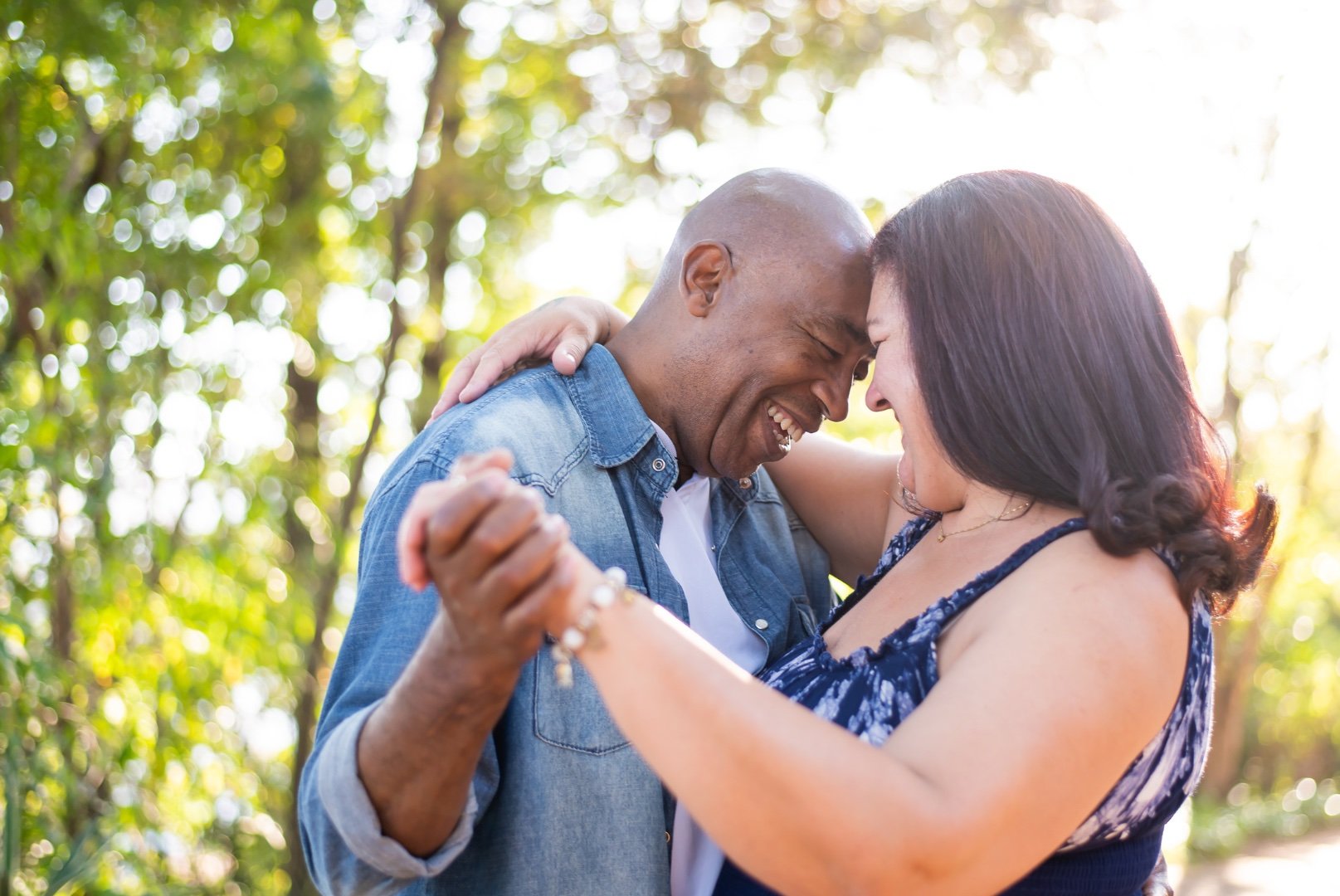 A couple dancing after their premium glaucoma surgery.
