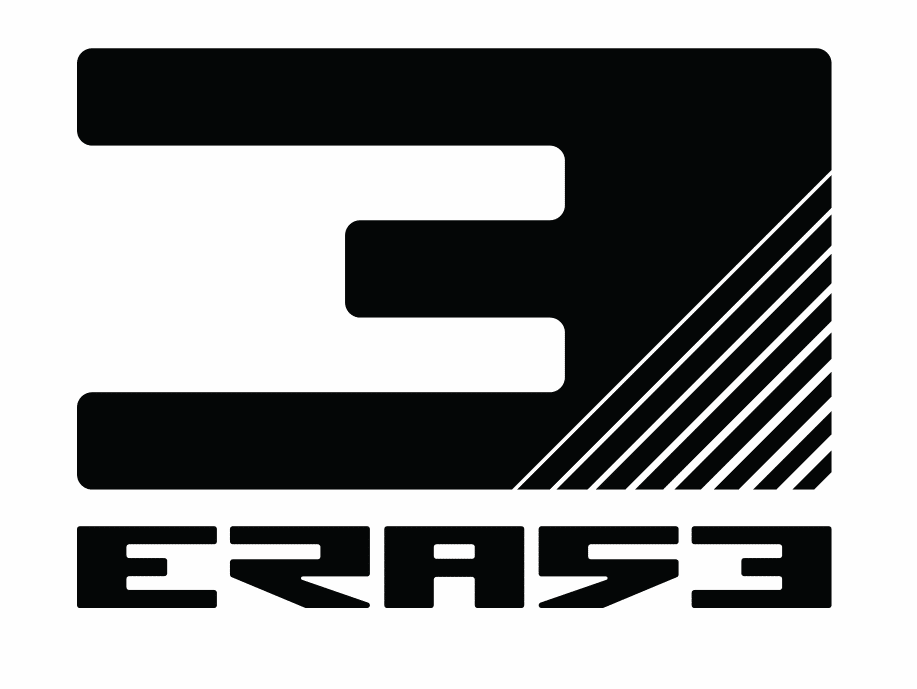 A black and white logo with a large stylized number 3 and the word 'ERAS3' underneath.