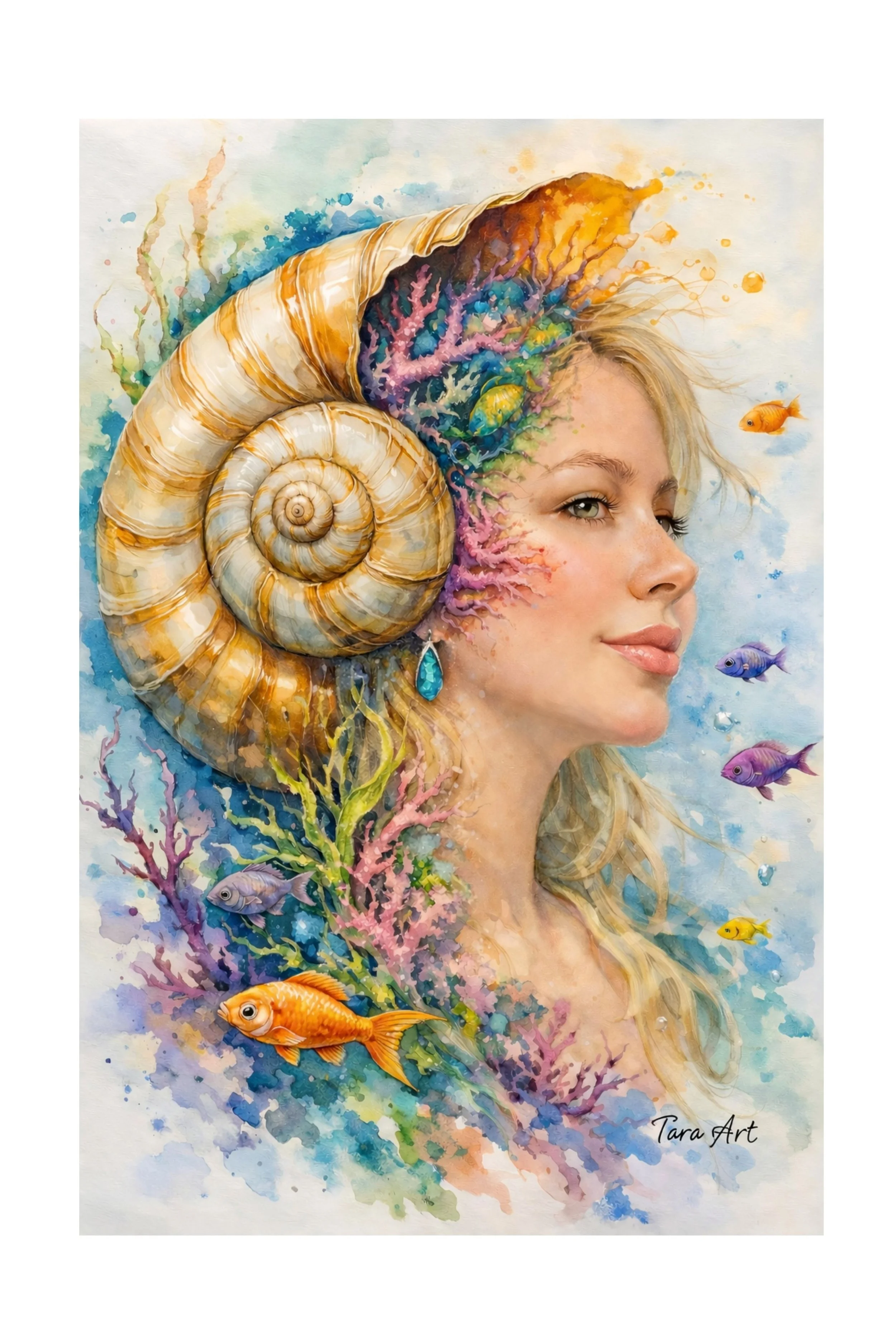 Fine art portrait inspired by the ocean, Silent Depth – Beneath the Mind, exploring inner calm, subconscious depth, and emotional stillness, limited edition print by Tarana Sumer