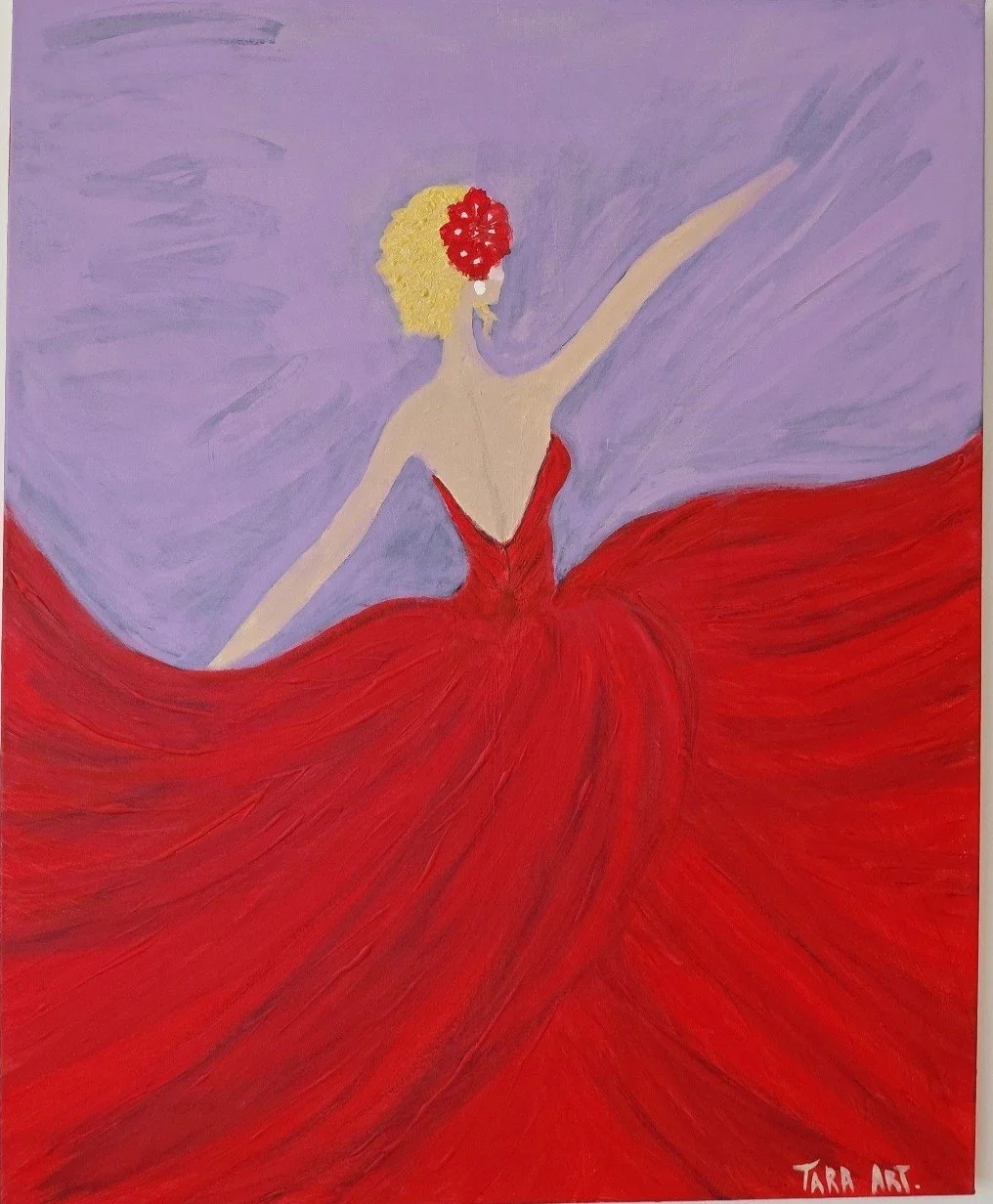 Woman in Red original artwork, 80 x 100 cm, by Tarana Sumer