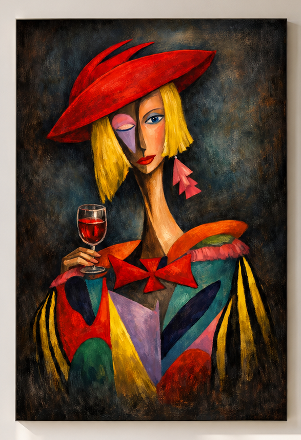 Crimson Sovereign by Tarana Sumer, limited hybrid fine art canvas print from an original acrylic painting for refined interiors.