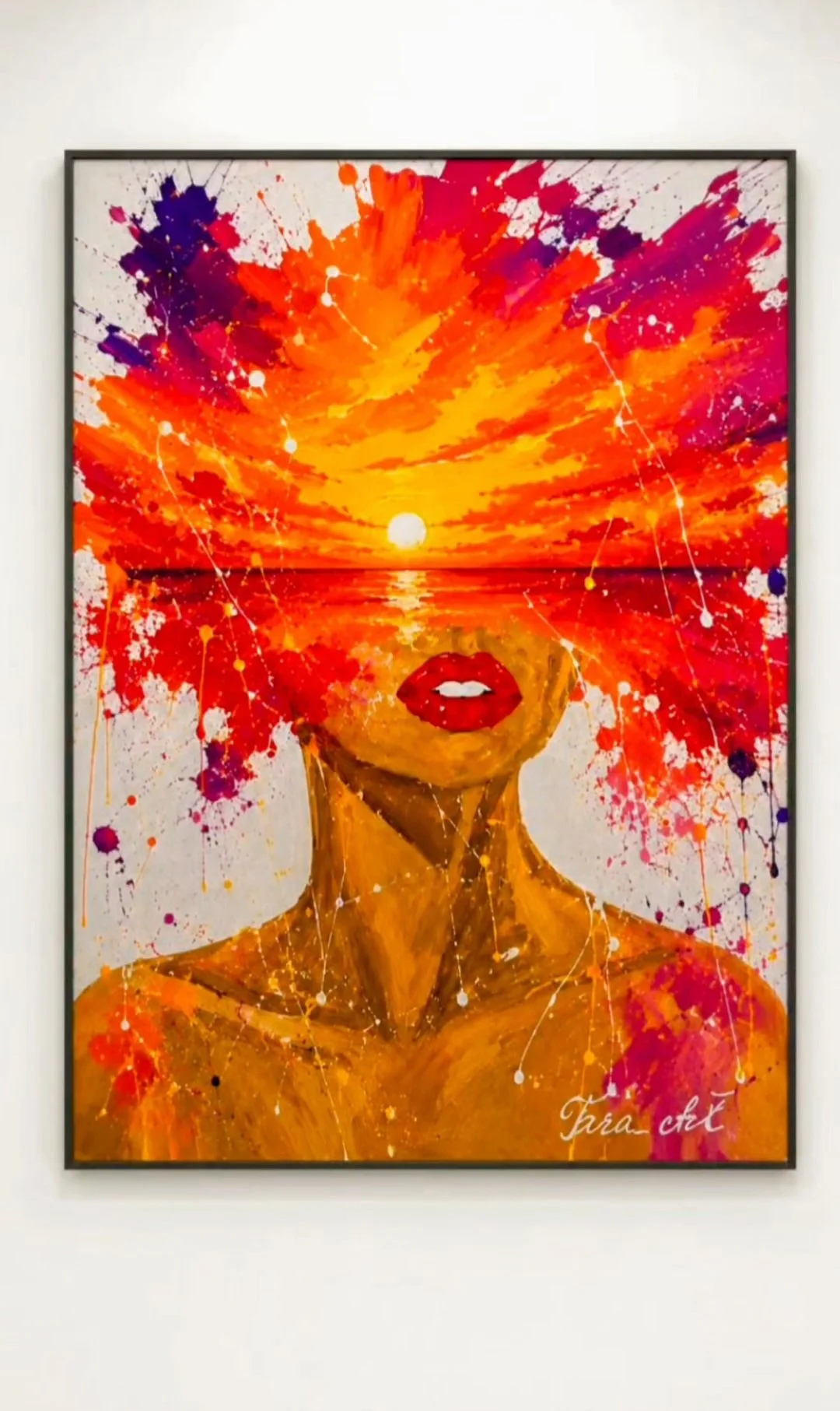 Solar Muse, an original one-of-a-kind acrylic painting by contemporary artist Tarana Sumer, 100 × 150 cm, created as a private commission.