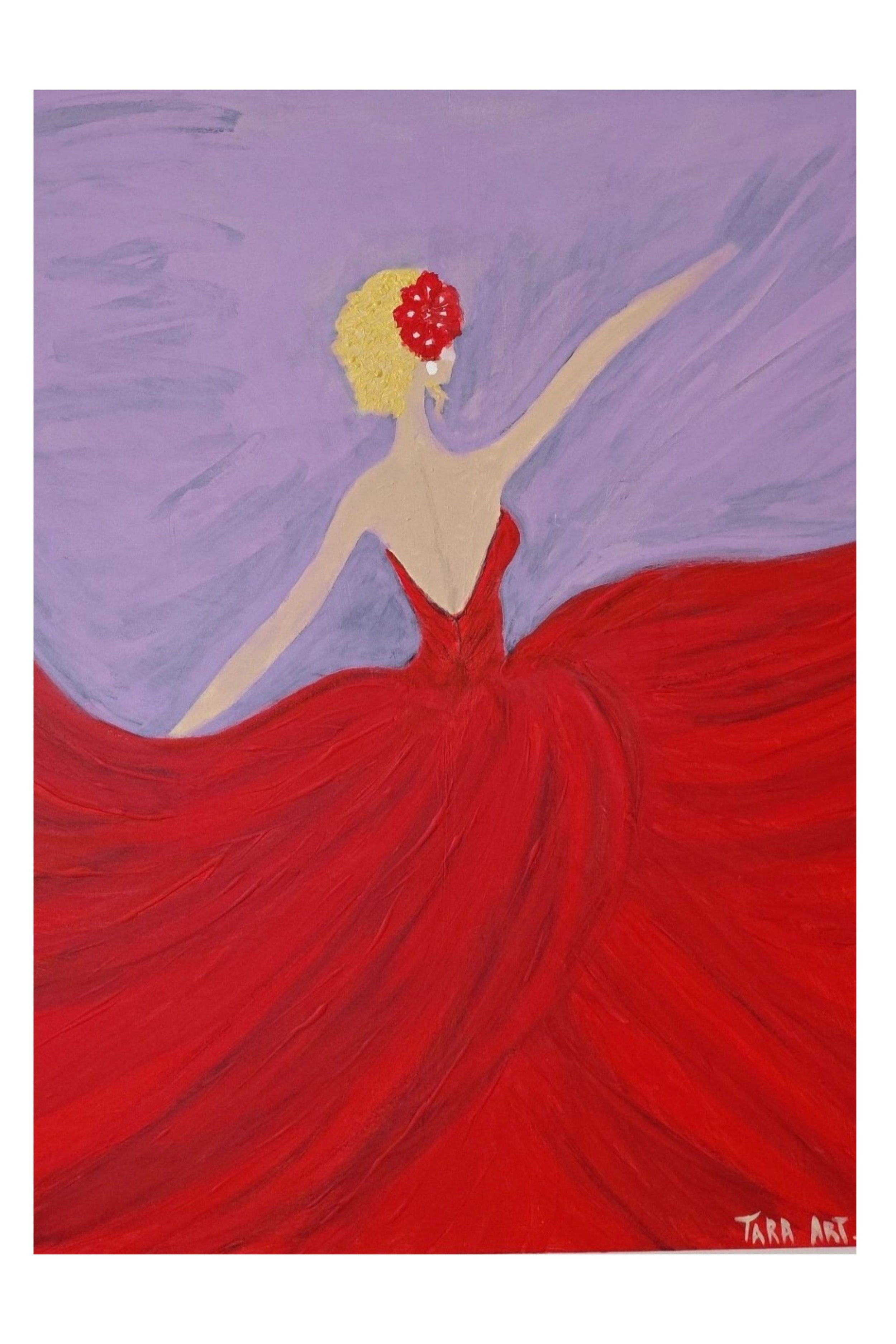 Original abstract red painting expressing movement and emotional intensity, acrylic on canvas by Tarana Sumer