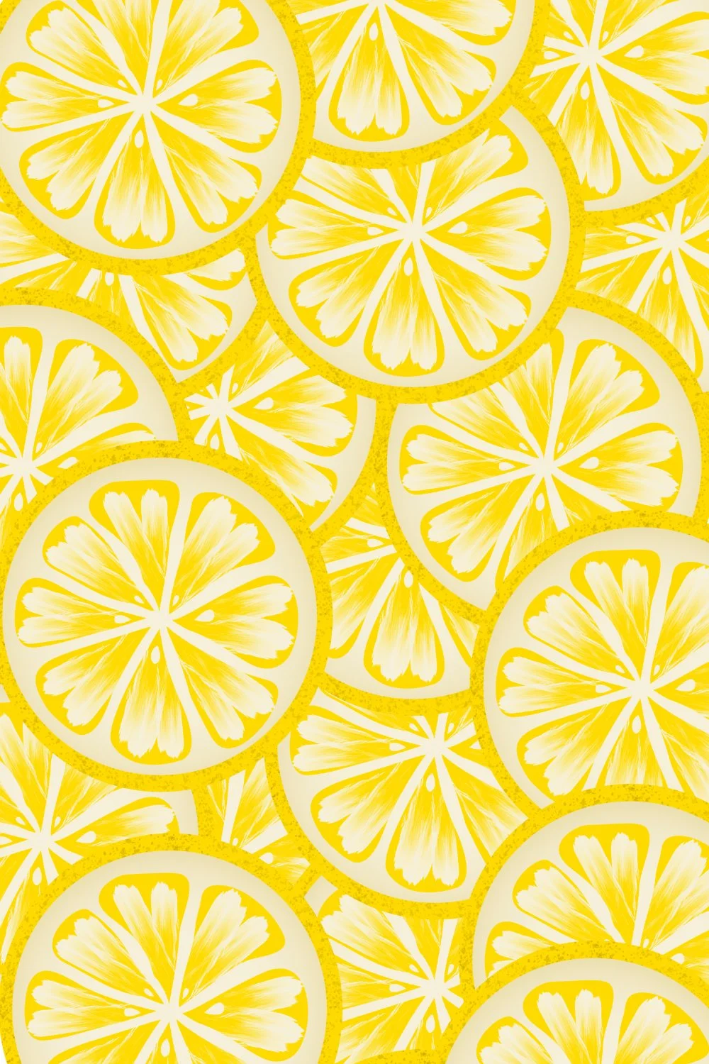 A bright yellow illustration of lemon slices layered on top of one another.