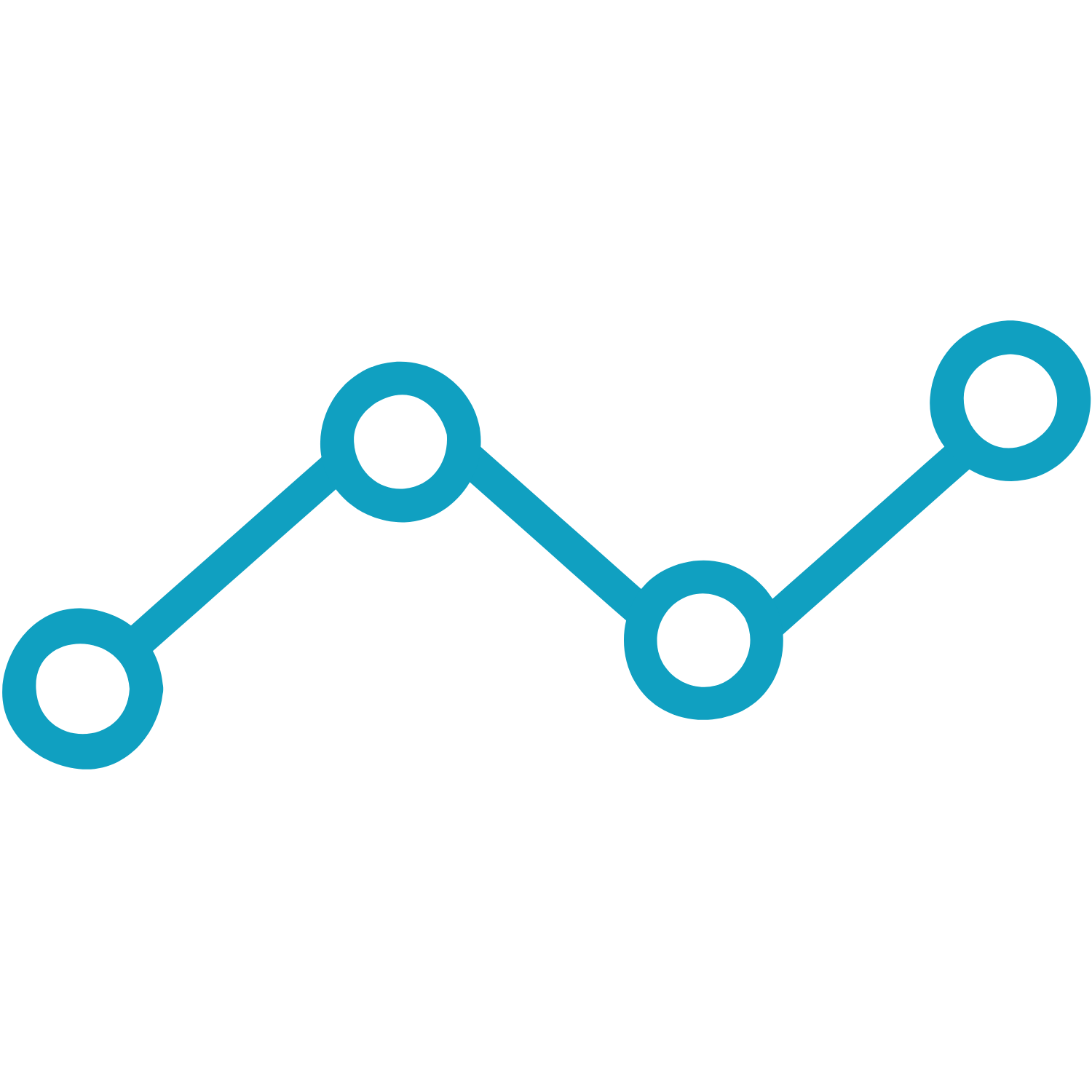 Blue line graph with circular data points trending upwards.