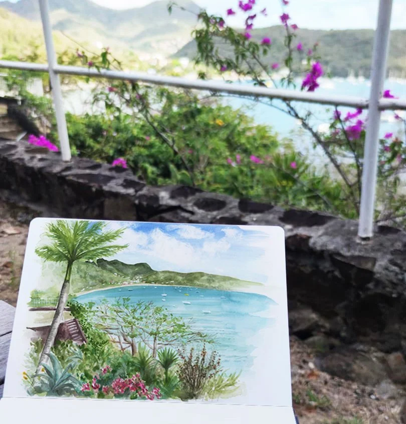 dessiner en voyage, carnet de voayge en Martinique