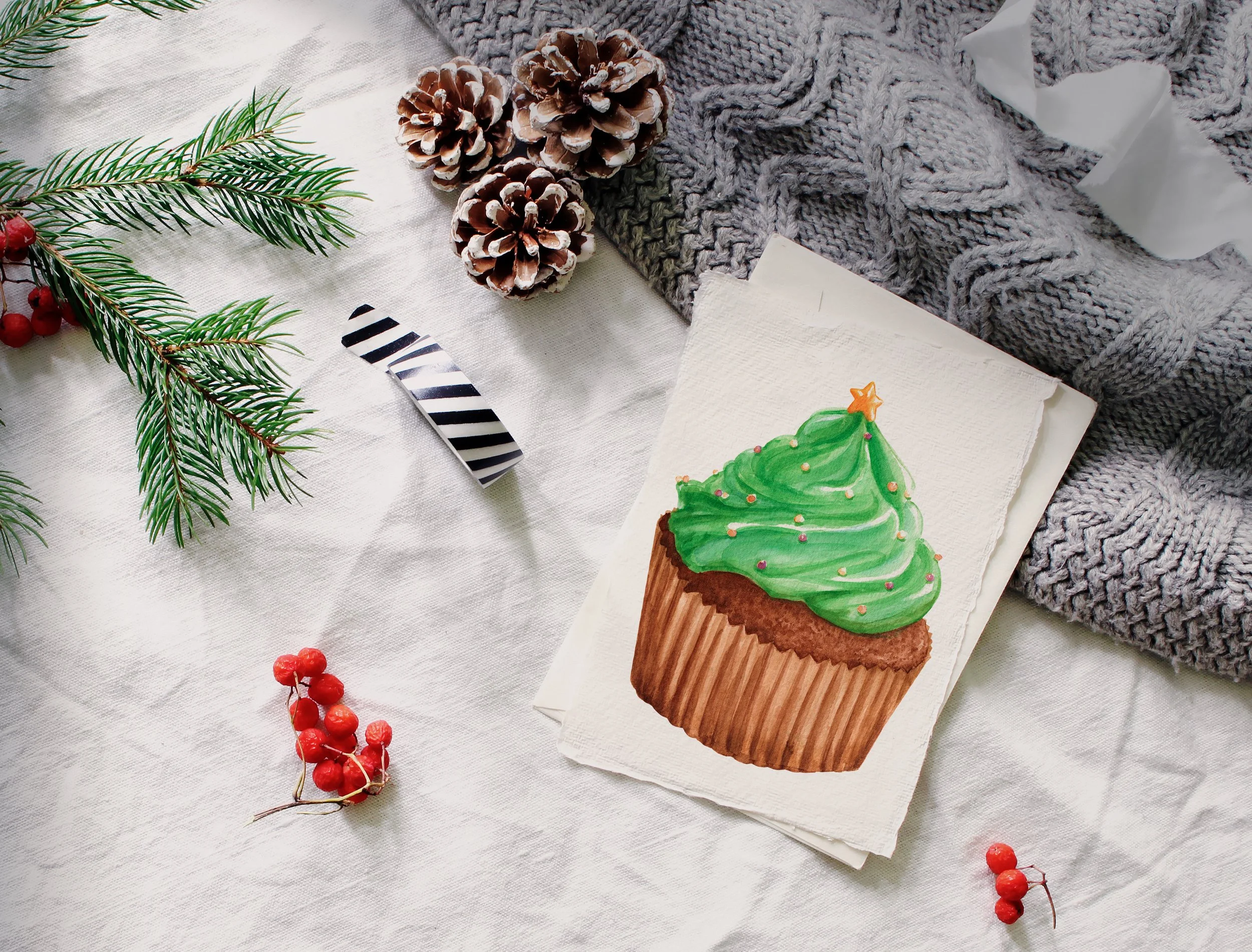 aquarelle carte de Noel
