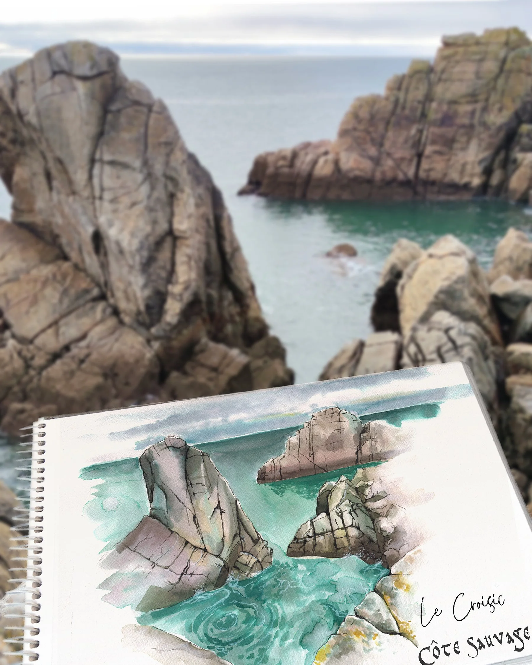 Aquarelle plein air bord de mer Le Croisic