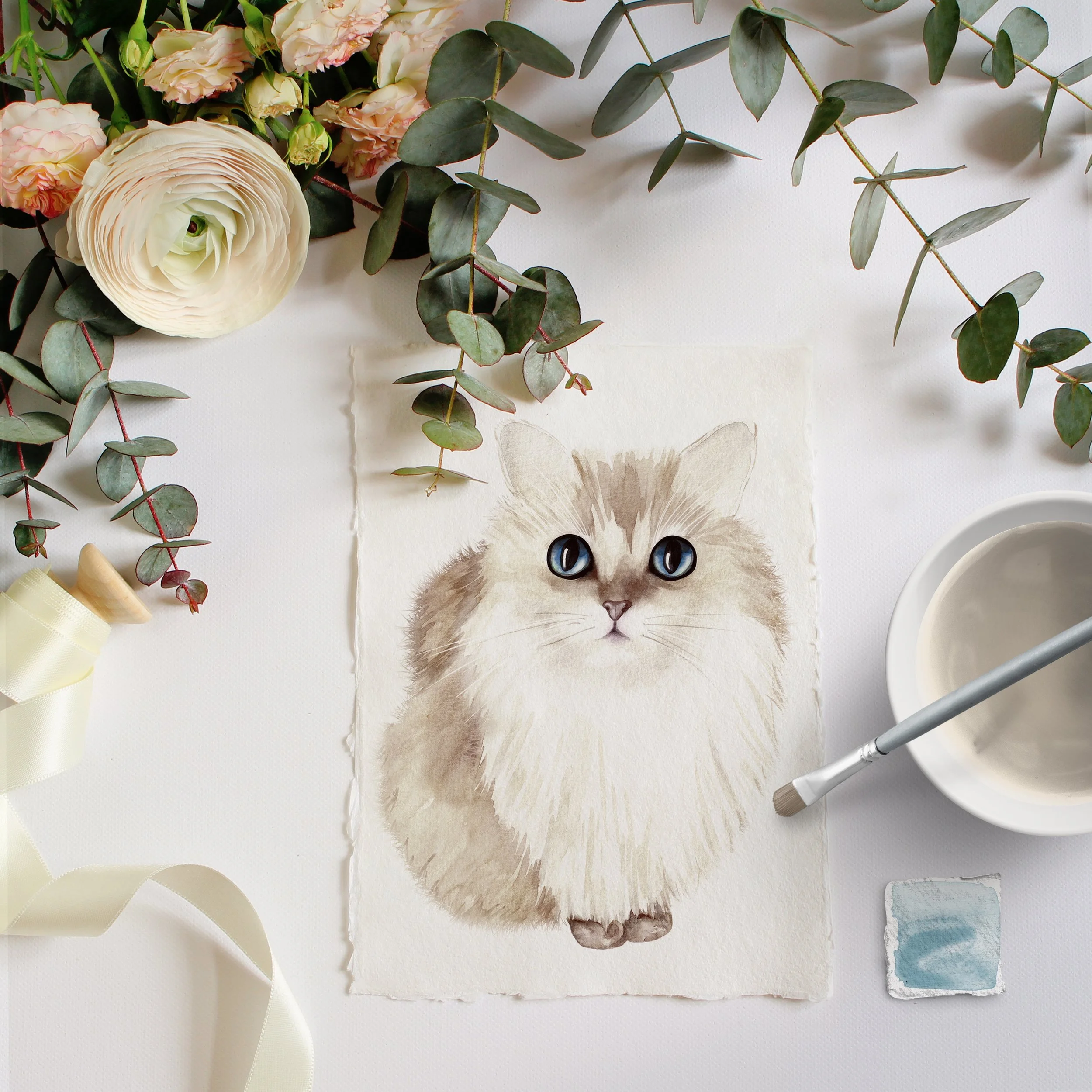 chat dessin aquarelle