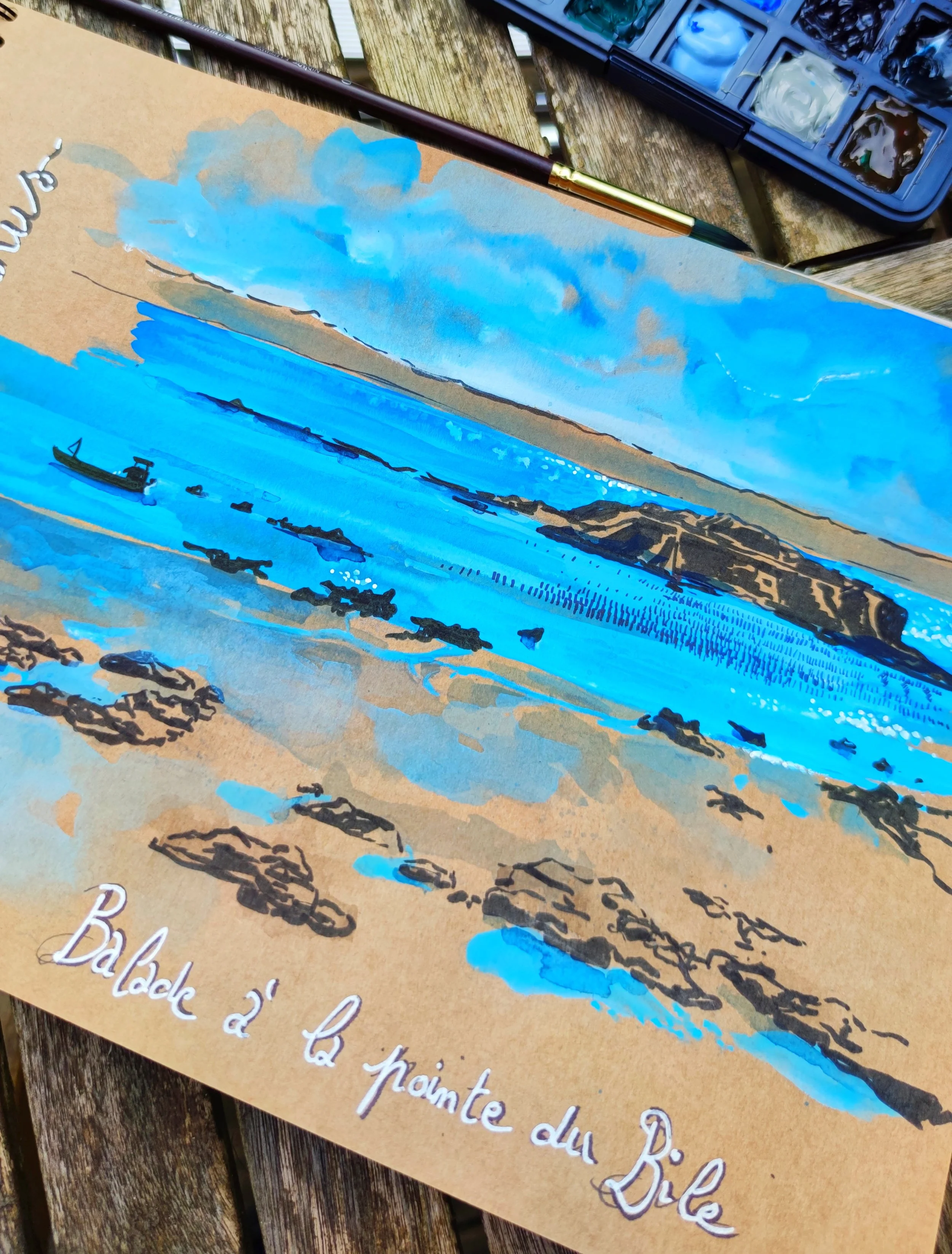 Tuto gouache facile, gouache débutant, peinture bord de mer