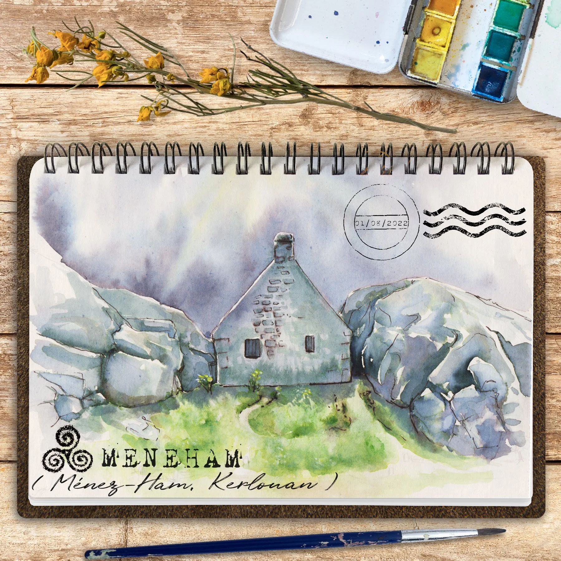 croquis aquarelle bretagne