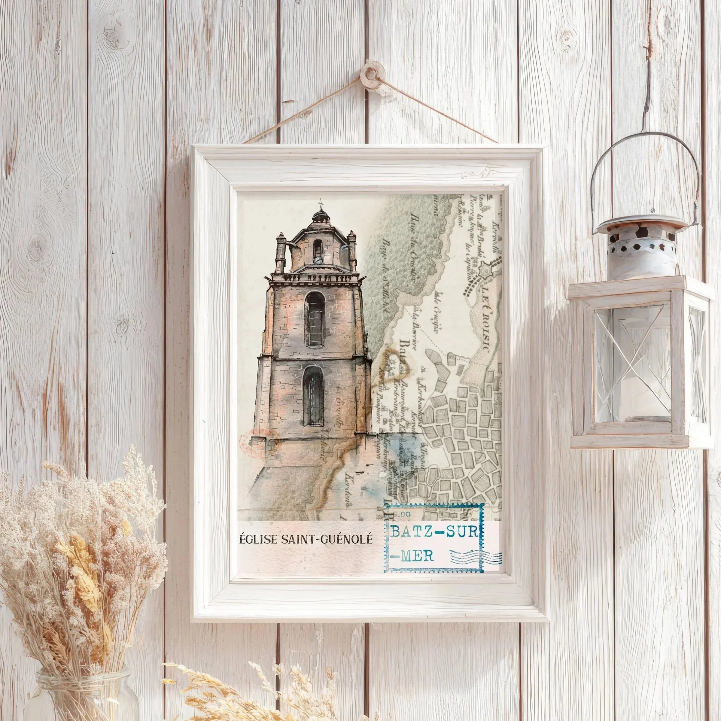 Aquarelle sur ancienne carte