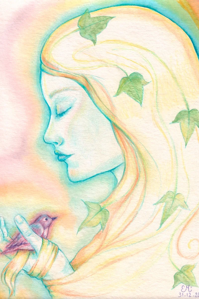 Portrait canalisé d'un guide spirituel réalisé par Émeline Pons