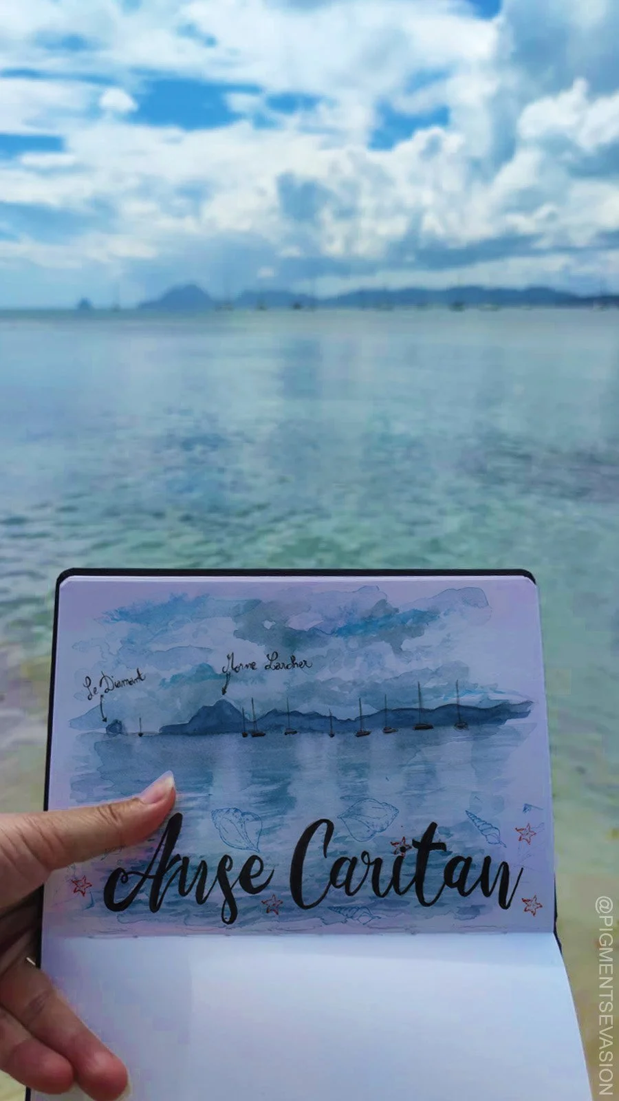 capturer un lieu à l'aquarelle, Anse Caritan en Martinique