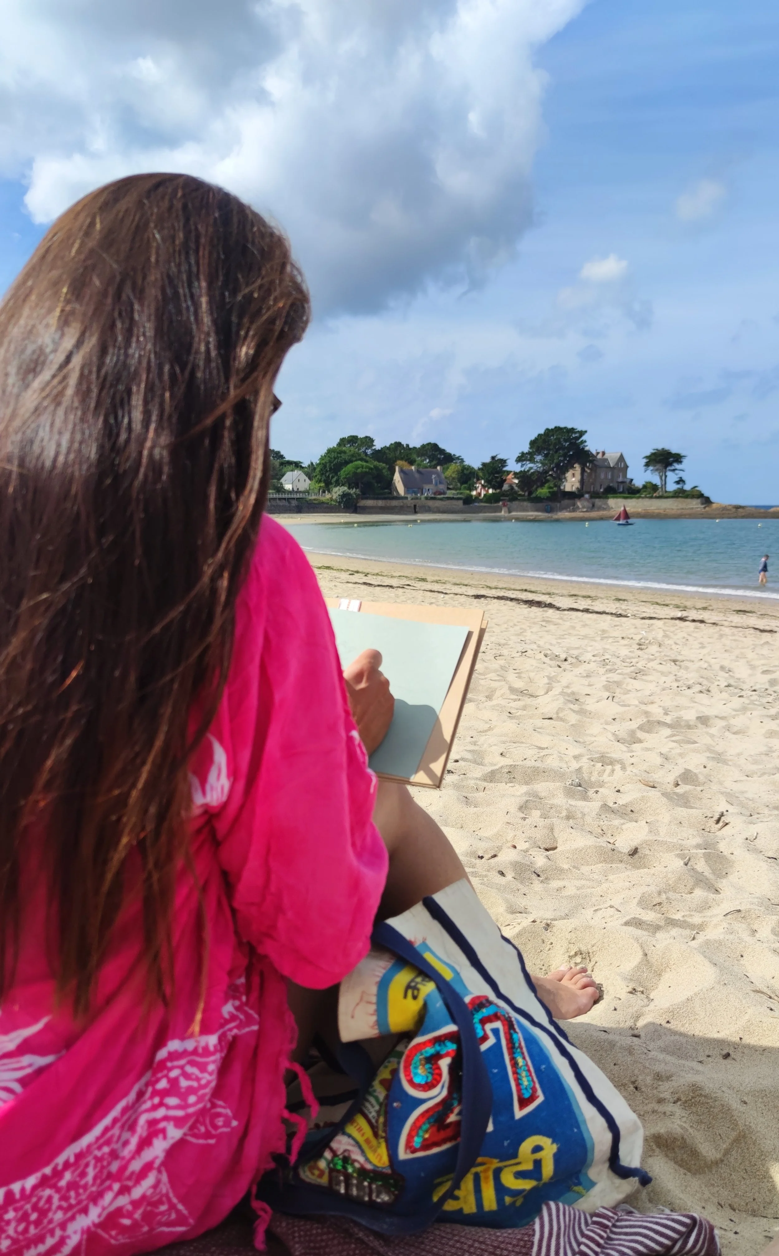 croquis sur le vif à la plage du Sorlock, Mesquer, Quimiac.