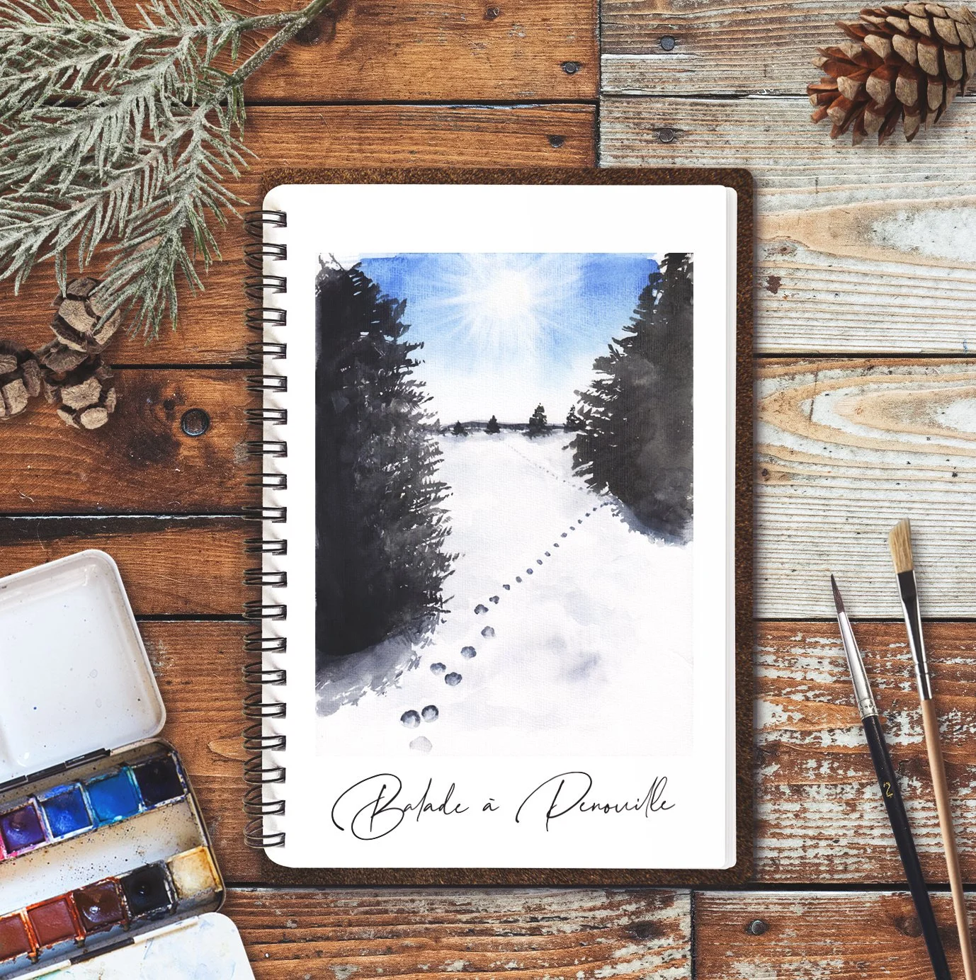 tuto facile aquarelle Noel pour débutant.