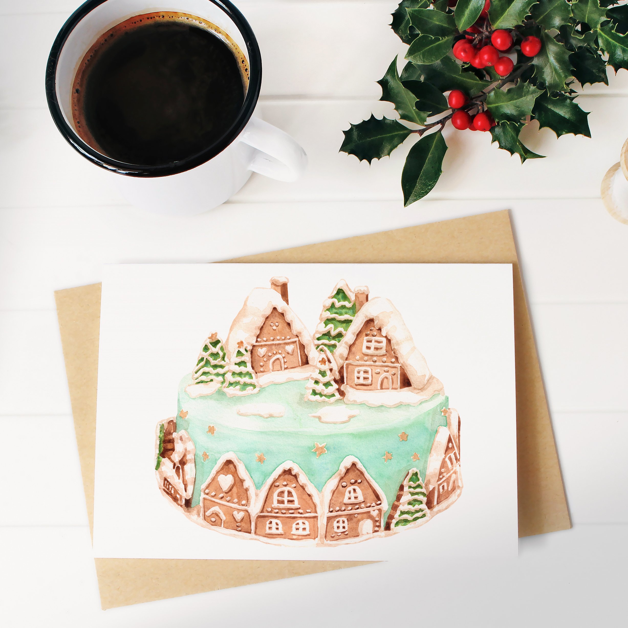 cadeau personnalisé aquarelle, gateau de mariage dessin