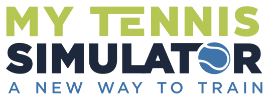Logo for 'My Tennis Simulator' with the slogan 'A New Way to Train'