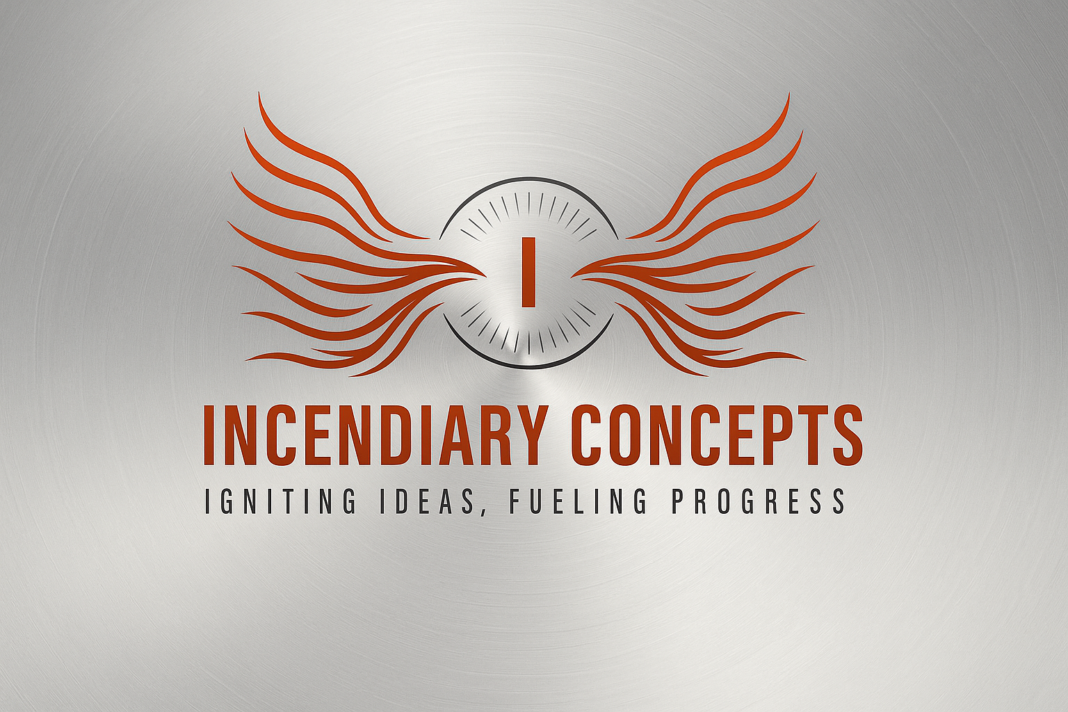 Logo for Incendiary Concepts featuring stylized wings and a central indicator, with the tagline 'Igniting Ideas, Fueling Progress'.