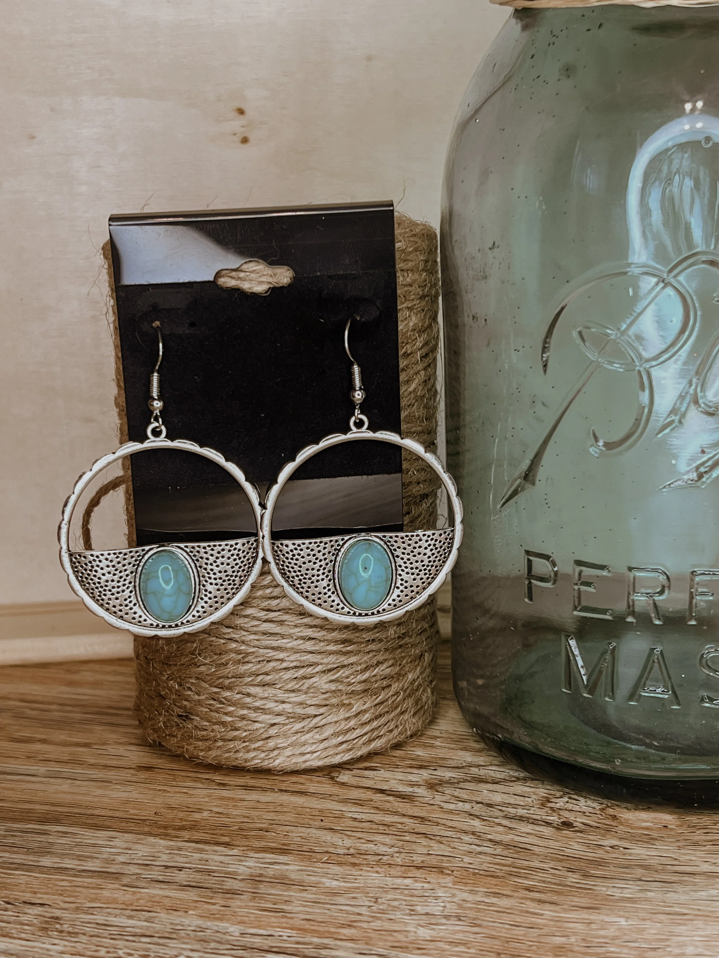 Oval Turquoise Western Fashion Earrings