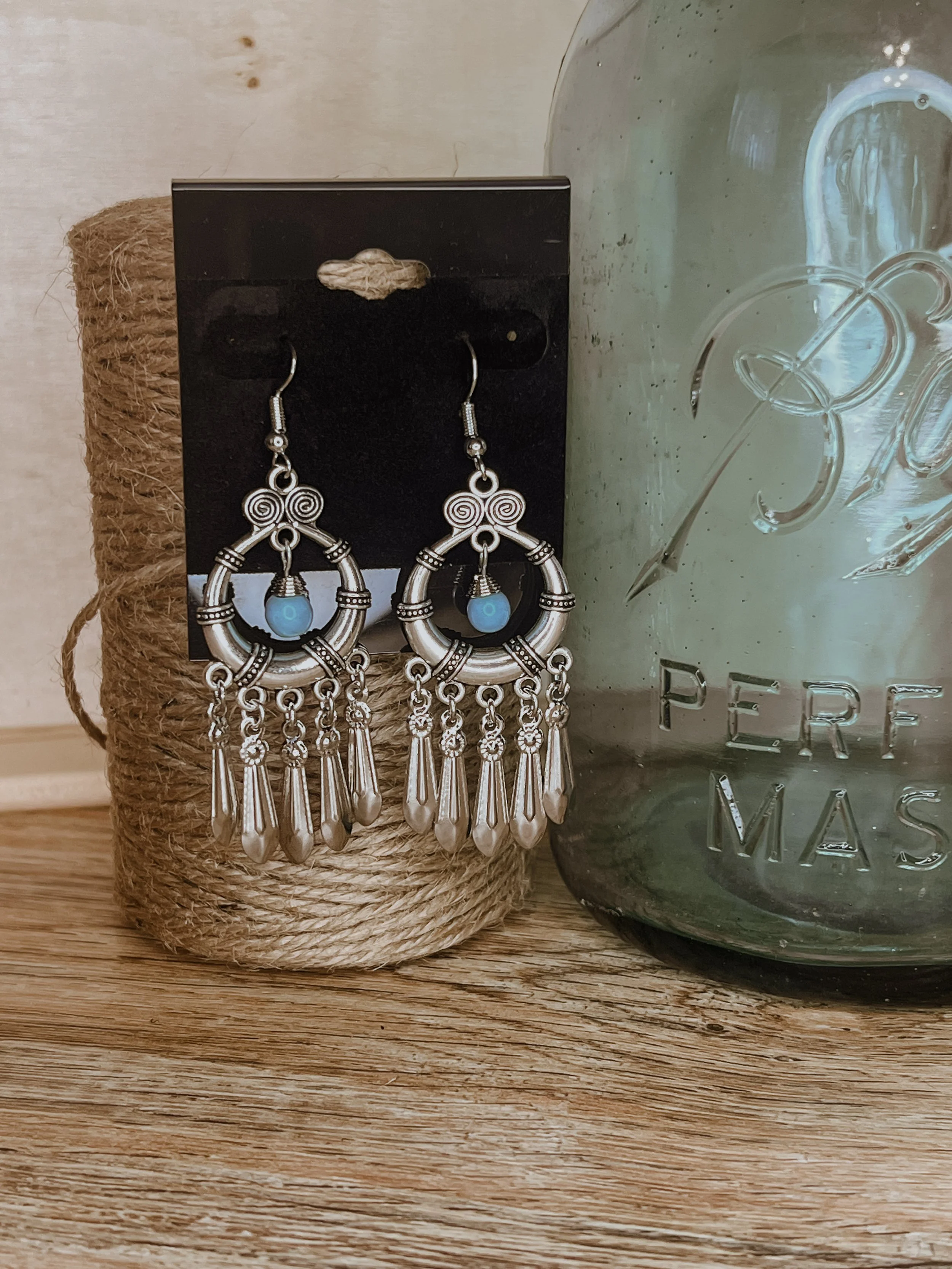 Blue Western Fashion Dangle Earrings