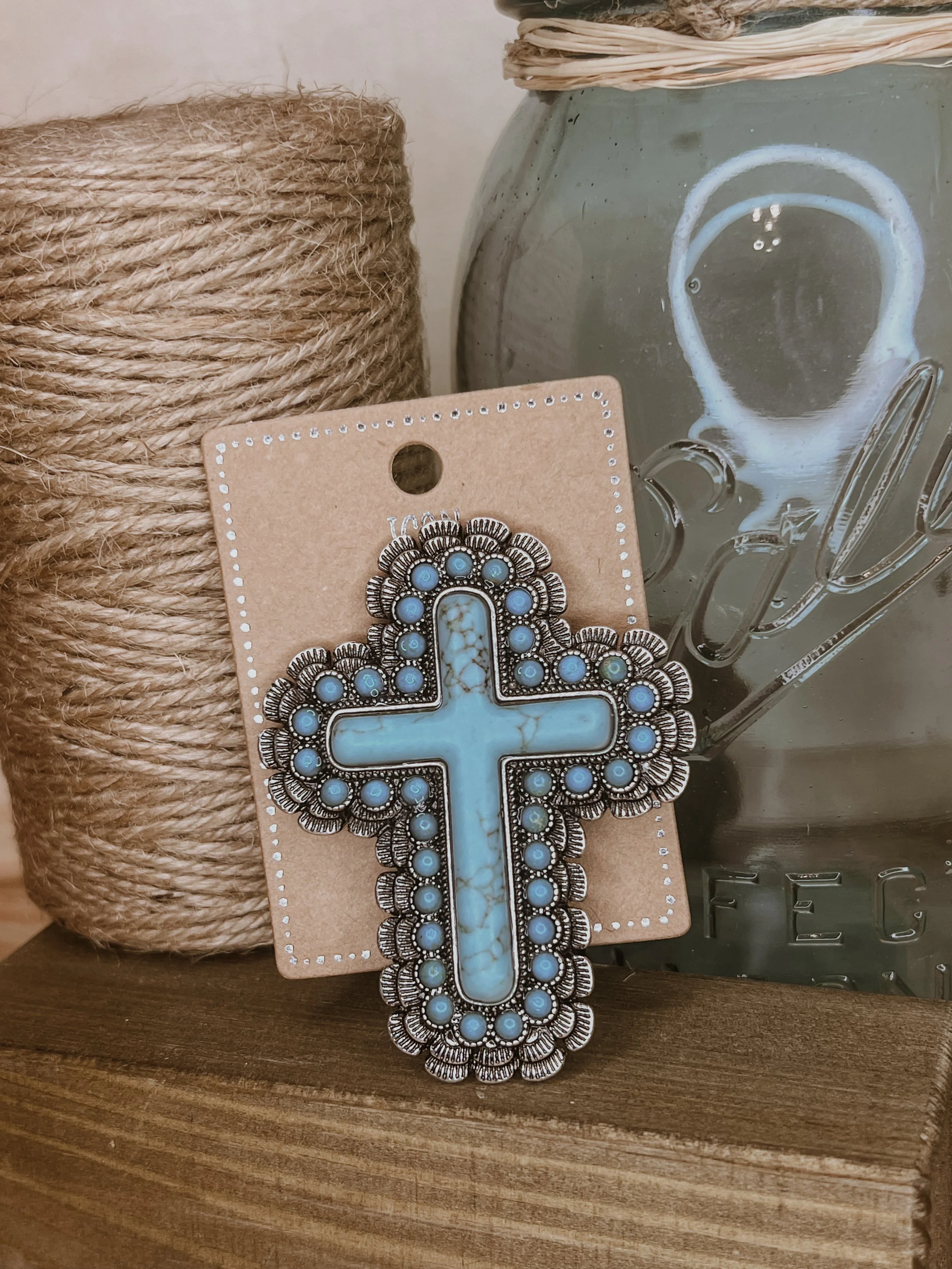 Turquoise Cross Adjustable Western Fashion Ring