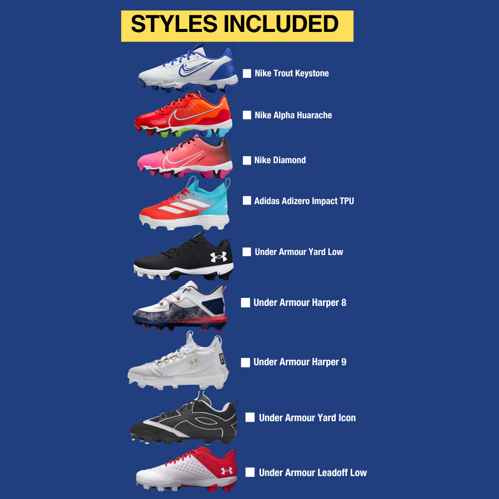Baseball Cleats Mix – Youth's Prepack (35 Pairs/Box)