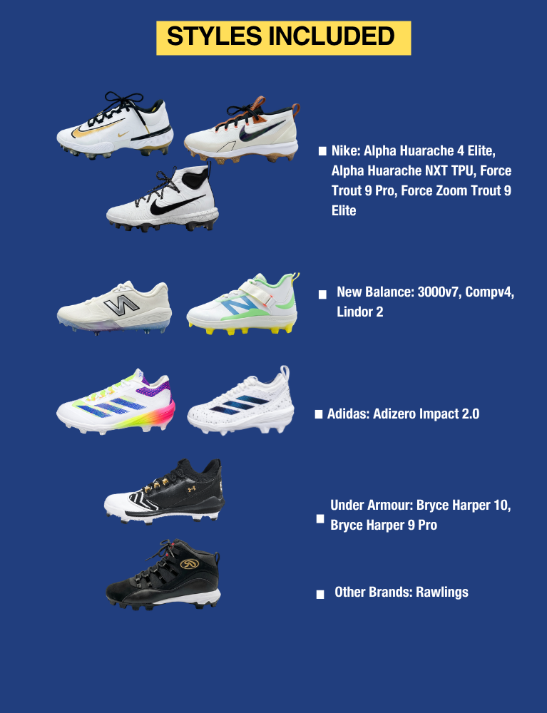 Premium Molded Baseball Cleats - Adult's Prepack (28 Pairs/Box)