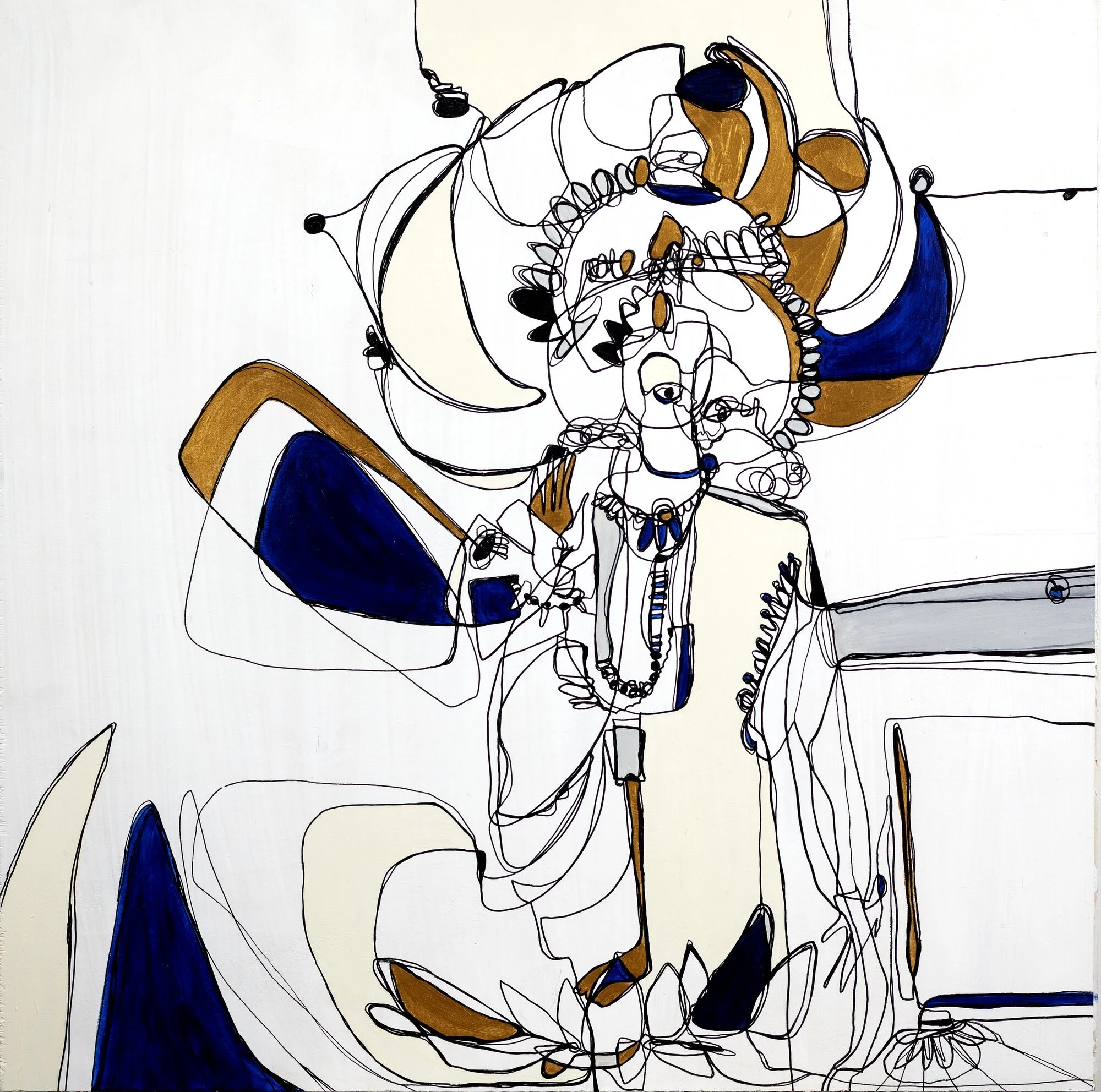  VISNU  // Acrilico su Compensato
60 x 60   Trimurti-Brahma crea,
Vishnu custodisce, Shiva dissolve. 
Tre volti, un solo principio. Origine, respiro e ritorno.