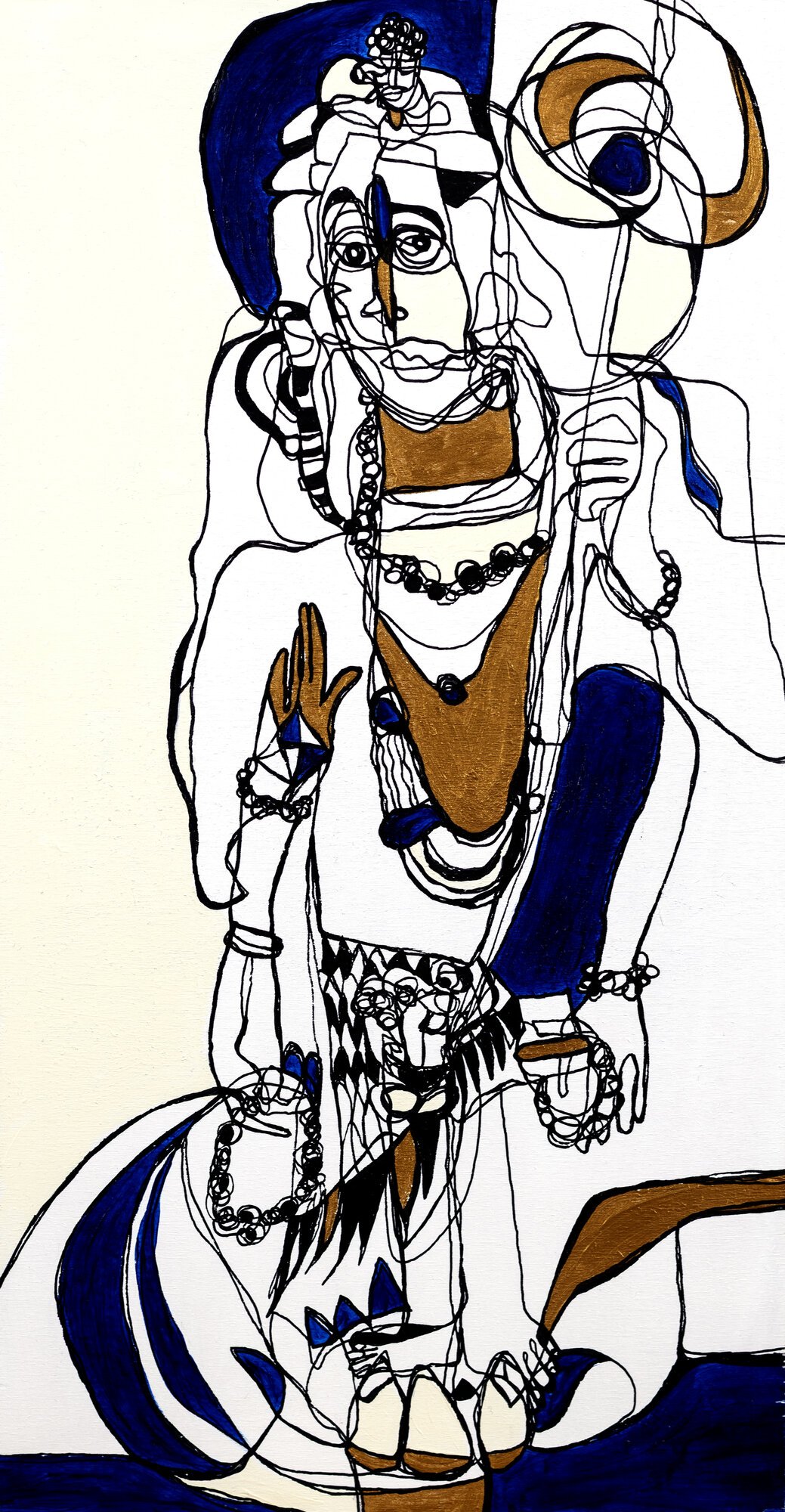  SHIVA  // Acrilico su Compensato
47 x 25    Trimurti-Brahma crea,
Vishnu custodisce, Shiva dissolve. 
Tre volti, un solo principio. Origine, respiro e ritorno.