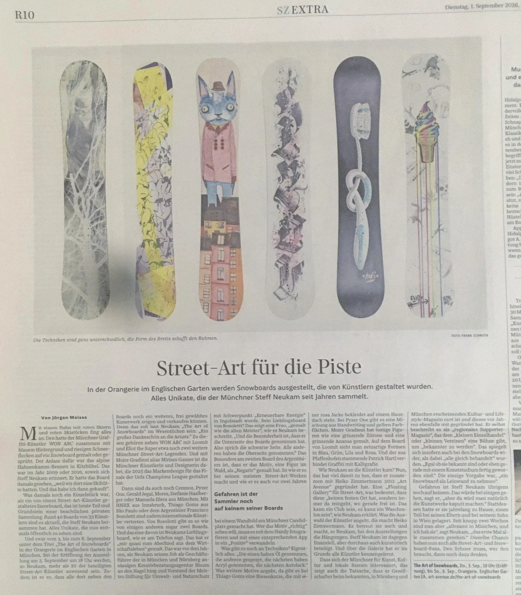 THE ART OF SNOWBOARDS in der Sueddeutschen Zeitung