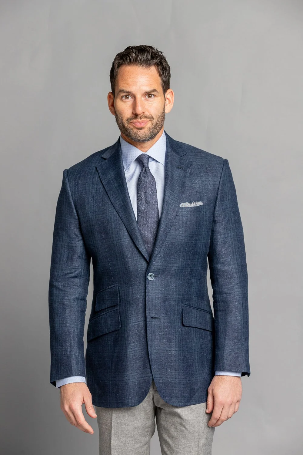 Luxury men’s suit crafted with precision tailoring in Columbia, Tennessee.