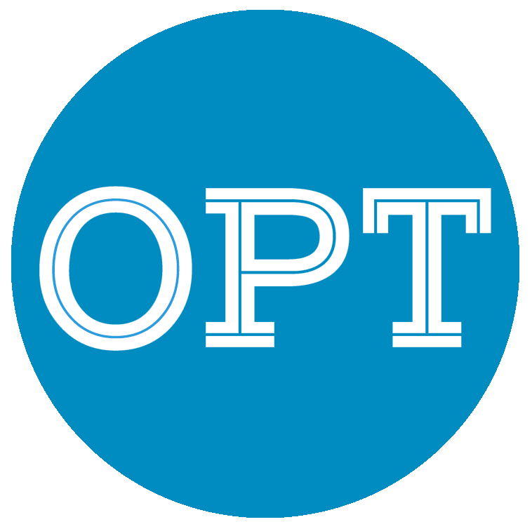 Blue circular OPT logo