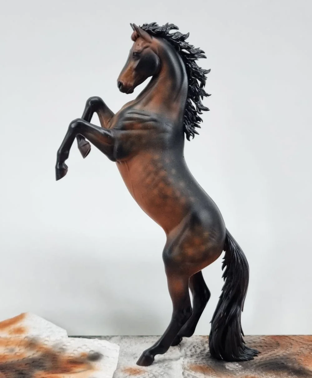 Our rearing model painted in an extraordinary dappled bay coloration.